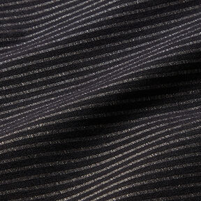 Strečové kalhotovina s vodorovnými pruhy – černá/starostříbrná | Zbytek 70cm, 