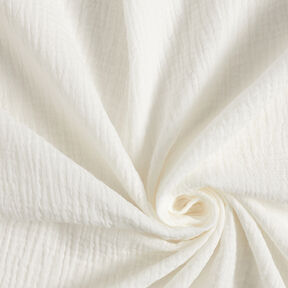 Mušelín / dvojitá mačkaná tkanina – vlněná bílá, 