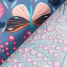 Bavlněná látka Kreton Motýli a květiny – modrošedá/pink,  thumbnail number 4