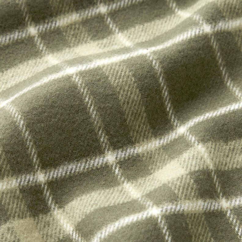 Flanelový velký tartan – khaki/bílá,  image number 2