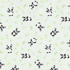 Bavlněná látka Kreton plyšová panda – zelená, 
