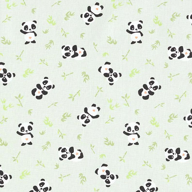 Bavlněná látka Kreton plyšová panda – zelená,  image number 1
