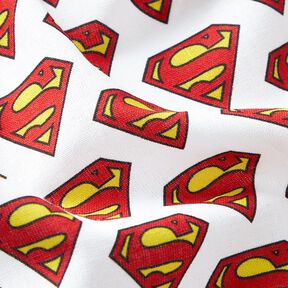 Bavlněný popelín Logo Superman Licenční látky | DC Comics – bílá, 