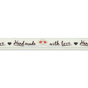 Páska Handmade with Love [ 15 mm ] – vlněná bílá/červená, 