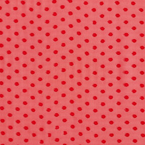 Šifon se strukturou Dobby puntíků – červená, 