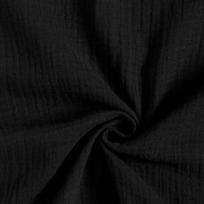 GOTS Mušelín / dvojitá mačkaná tkanina | Tula – černá, 