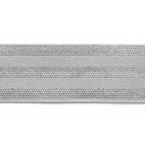 Proužkovaná gumová stuha [40 mm] – světle šedá/stříbrná, 
