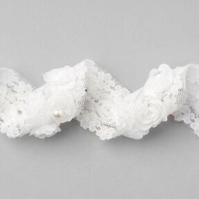 Květovaný prýmek [30 mm] - bílá, 