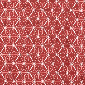 Povrstvená bavlna Grafické hvězdy – karmínově červená/bílá, 