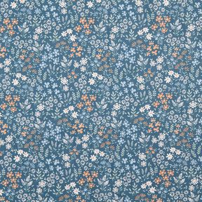 Povrstvená bavlna Barevná květinová louka – světle džínová modrá/světle modra, 
