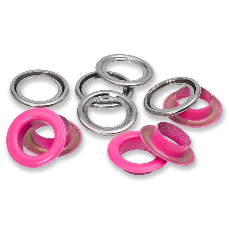 Očka s podložkami [15 kusů | Ø 14 mm] | Prym – pink/stříbrná metalická,  image number 1