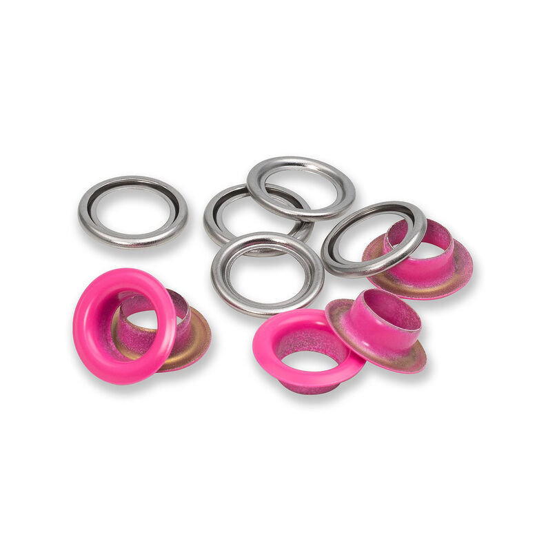 Očka s podložkami [20 kusů | Ø 11 mm] | Prym – pink/stříbrná metalická,  image number 1