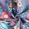 Bavlněná látka Kreton Motýli a květiny – modrošedá/pink,  thumbnail number 3