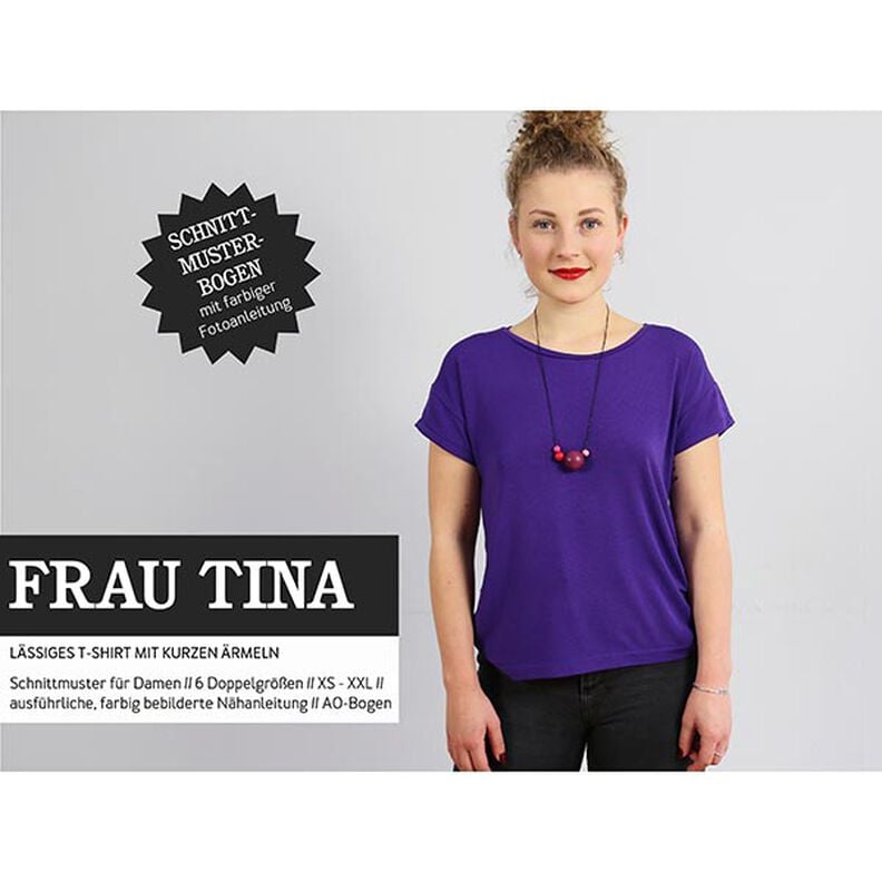 FRAU TINA – ležérní jednoduché tričko s krátkým rukávem, Studio Schnittreif | XS - XXL,  image number 1