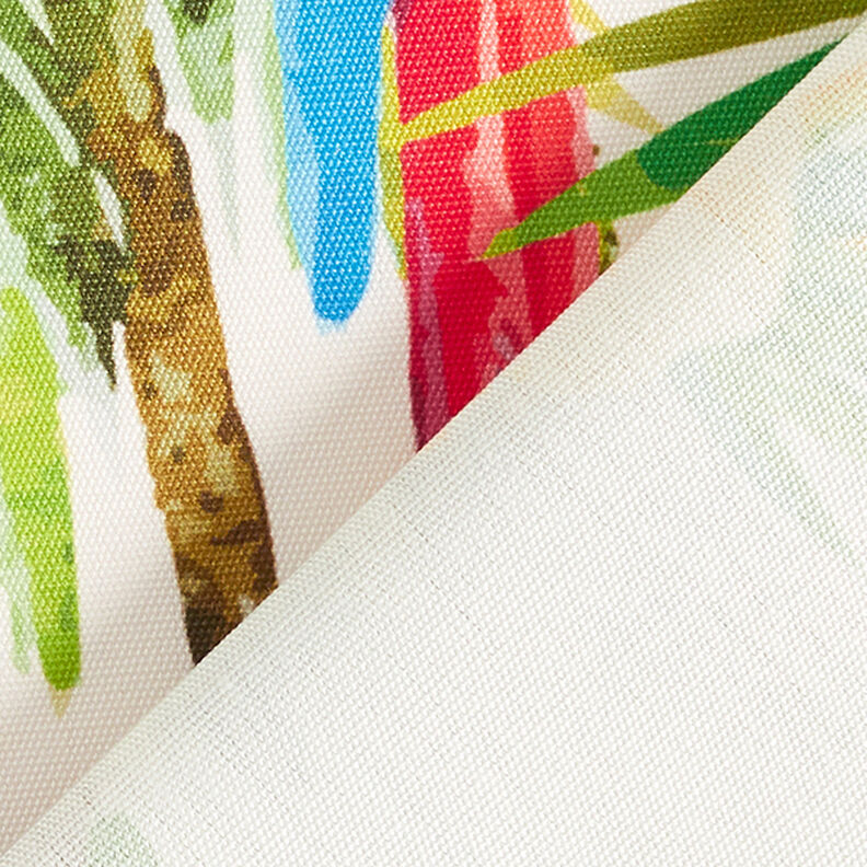 Látka pro venkovní použití Plátno Tropičtí ptáci – bílá/zelená,  image number 4
