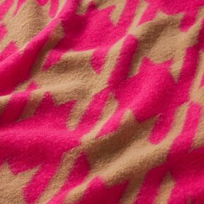 Kabátový úplet velký houndstooth – béžová/výrazná jasně růžová, 