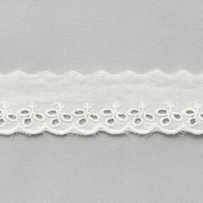 Festonová krajková stuha s listy [ 30 mm ] – vlněná bílá, 