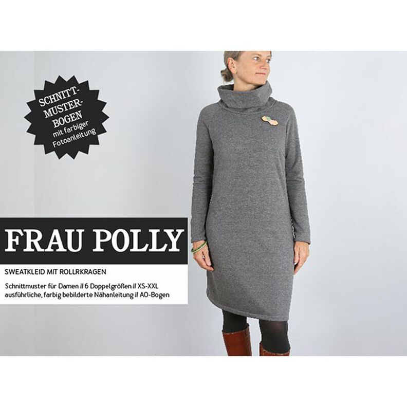 FRAU POLLY – pohodlné teplákové šaty s rolákem, Studio Schnittreif | XS - XXL,  image number 1