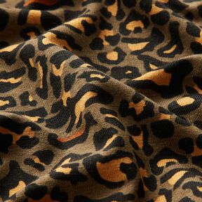 Viskózový žerzej Leopardí vzor – pískove hnědá/kari žlutá, 