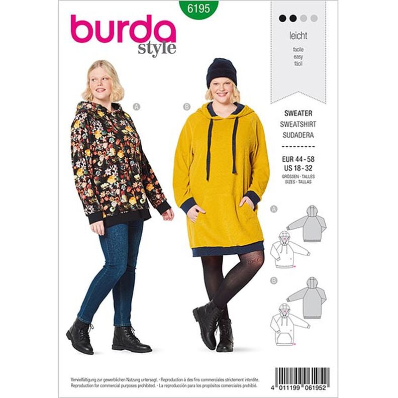 Mikina, Burda 6195 | 44/46-56/58,  image number 1