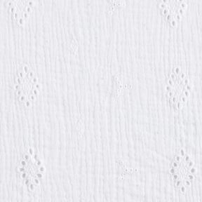 Mušelín / dvojitá mačkaná tkanina Dírková výšivka Kosočtverec – bílá, 