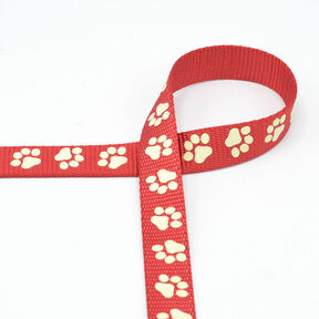 Reflexní tkaná páska Vodítko pro psa Tlapky [20 mm] – červená, 