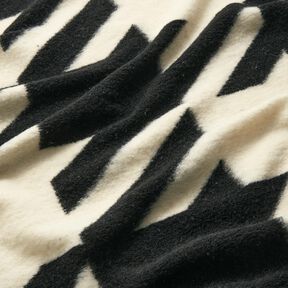 Kabátový úplet velký houndstooth – černá/vlněná bílá, 