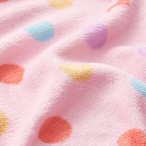 Hebký fleece barevné puntíky – světle růžová, 