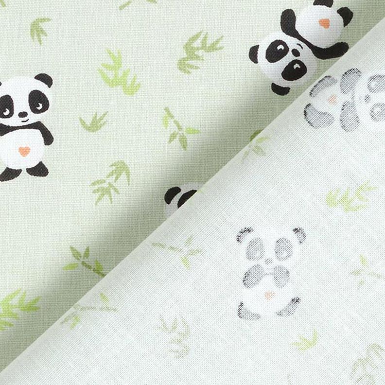 Bavlněná látka Kreton plyšová panda – zelená,  image number 4