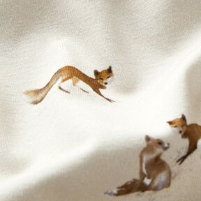 Bavlněný žerzej Akvarel liška  – bílá, 