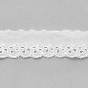 Festonová krajková stuha s listy [ 30 mm ] – bílá, 