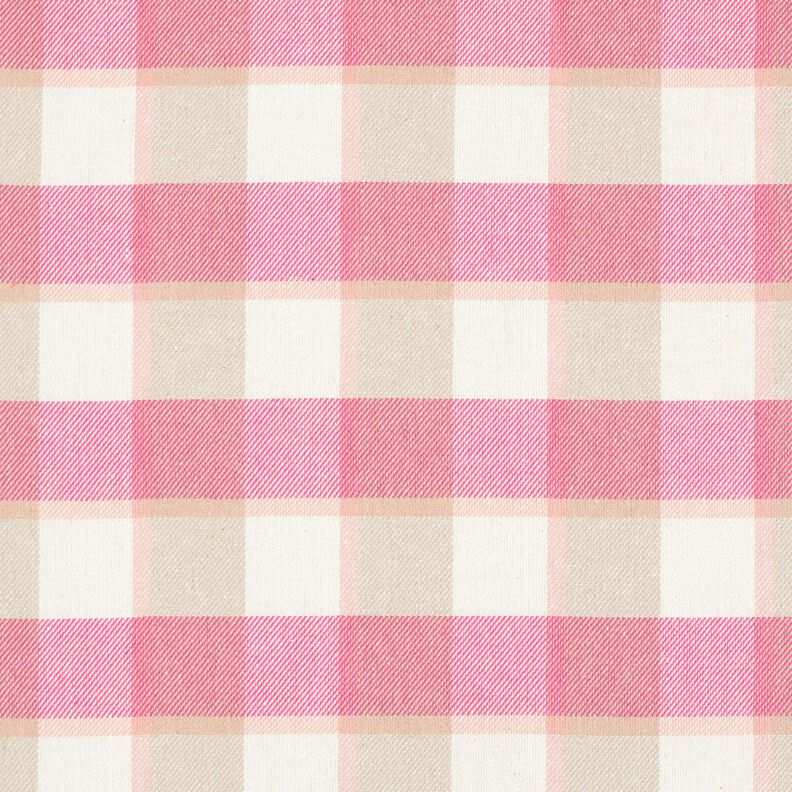 Bavlněný flanel velké káro – bílá/pink,  image number 1