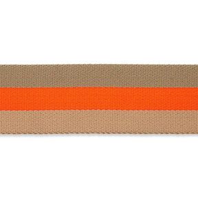 Popruh na tašku či kabelku neonový [ 40 mm ] – zářivě oranžová/béžová, 