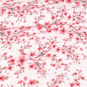 Bavlněný žerzej Třešňové květy | Glitzerpüppi – bílá, 