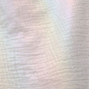 Mušelín / dvojitá mačkaná tkanina Třpytivé třpytky Fóliový potisk – bílá, 