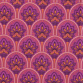Povrstvená bavlna Abstraktní předměty – purpurová, 