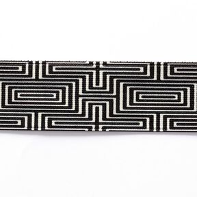Gumová stuha Labyrint [ 3,5 cm ] – černá/bílá, 