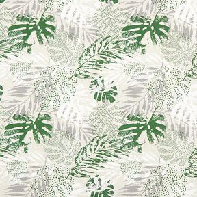 Povrstvená bavlna Exotické listy – přírodni/zelená, 