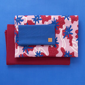 Balíček tkanin na mikinu Glibbermonster | PETIT CITRON – pastelově fialová/královská modr, 