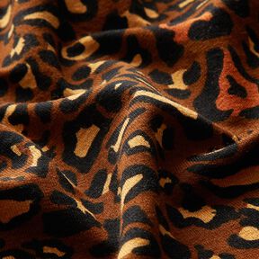 Viskózový žerzej Leopardí vzor – středně hnědá/kari žlutá, 