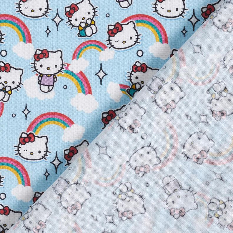 Bavlněný popelín Hello Kitty duha Licenční látky | SANRIO – nebeská modrá,  image number 4