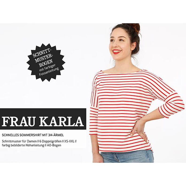 FRAU KARLA – letní tričko s 3/4 rukávem, Studio Schnittreif | XS - XXL,  image number 1