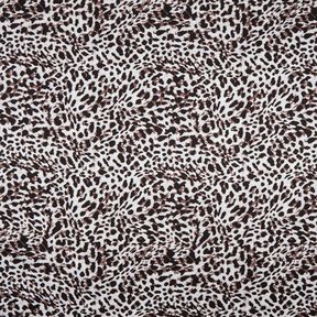 Viskózový žerzej Malý leopardí potisk – čokoládová/stříbrně šedá, 