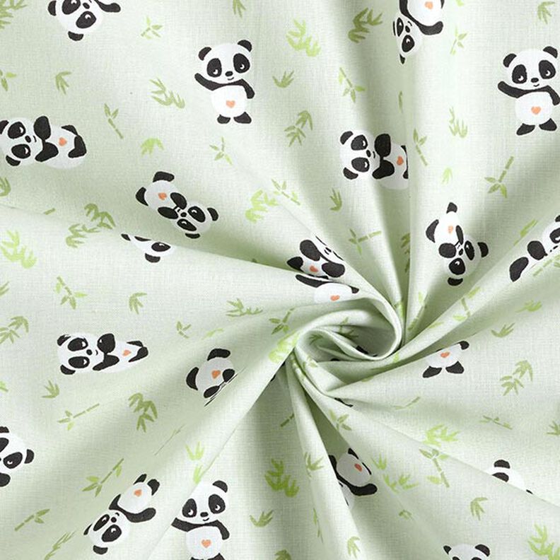 Bavlněná látka Kreton plyšová panda – zelená,  image number 3