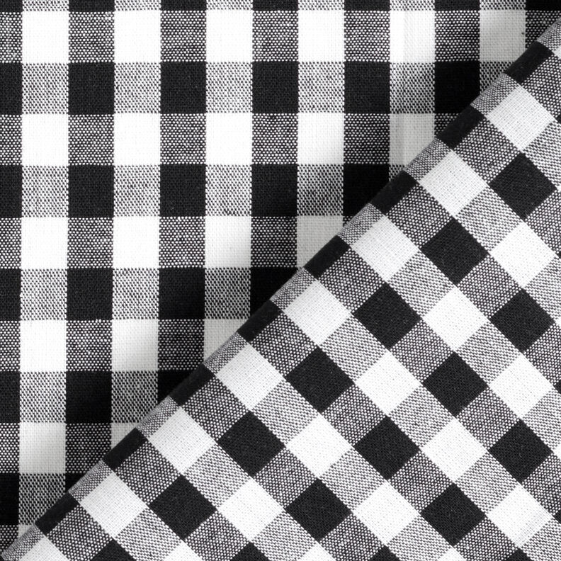 Bavlněná látka Vichy károvaná 1 cm – černá/bílá,  image number 4