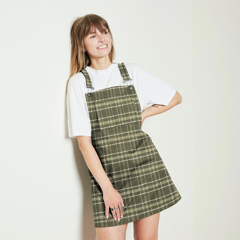 Flanelový velký tartan – khaki/bílá,  image number 5