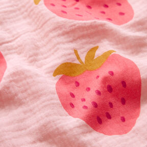 Mušelín / dvojitá mačkaná tkanina Obří jahoda – rose/pink, 