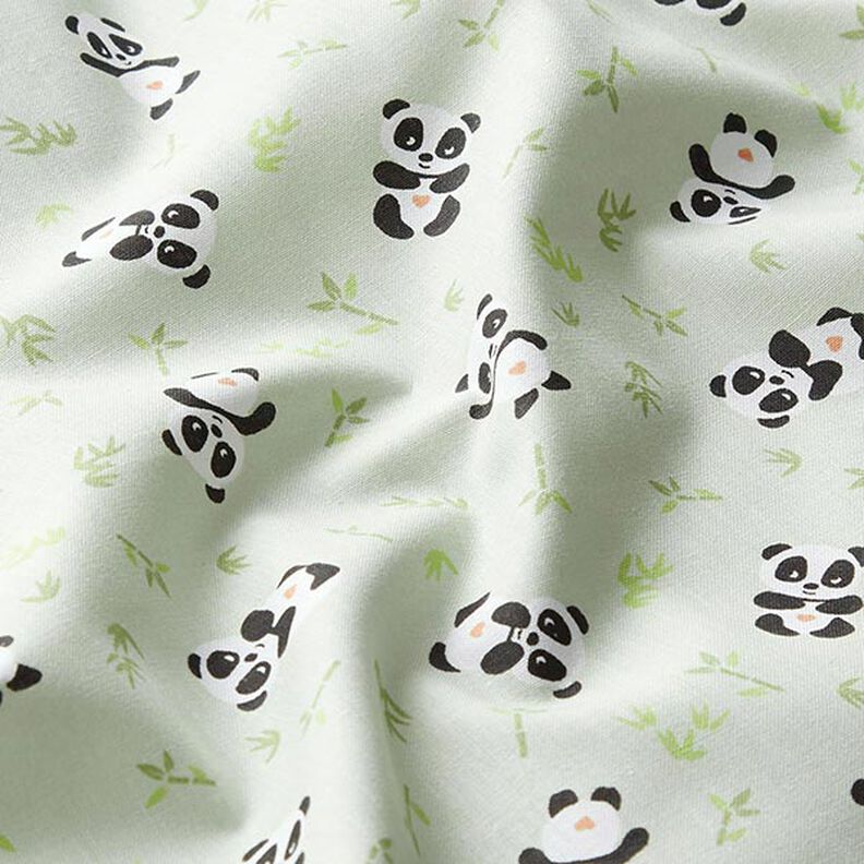 Bavlněná látka Kreton plyšová panda – zelená,  image number 2