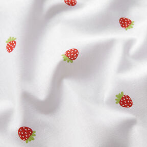 Bavlněný popelín sladké jahody – bílá, 