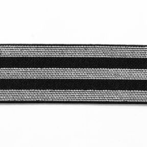 Proužkovaná gumová stuha [40 mm] – černá/stříbrná, 